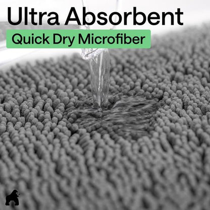 GORILLA GRIP Bath Rug Mat - Thick Soft Absorbent Chenille | Quick-Dry Microfiber, 54x24, Grey