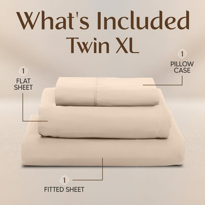 Utopia Bedding Twin XL Sheet Set – 3 Piece Bed Sheets for Twin XL Size Bed, Soft and Breathable Microfiber, Includes 1 Fitted Sheet, 1 Flat Sheet and 1 Pillowcase – Oeko Tex (Beige)