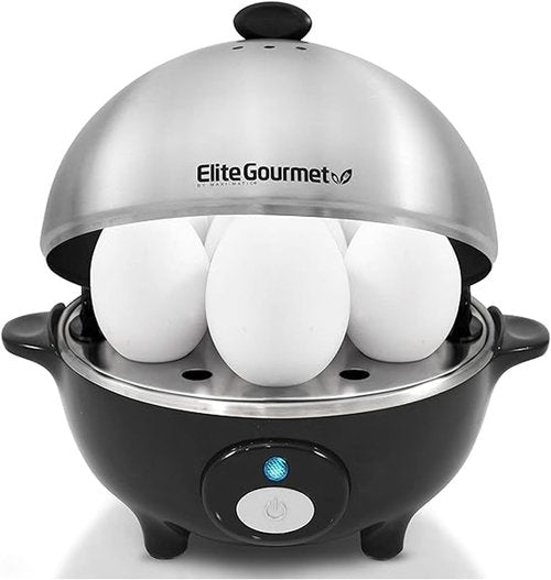 Elite Gourmet EGC-508 Egg Cooker - Rapidly Prepare 7 Easy-To-Peel Eggs, Poach & Make Omelets, Stainless Steel