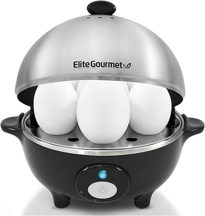 Elite Gourmet EGC-508 Egg Cooker - Rapidly Prepare 7 Easy-To-Peel Eggs, Poach & Make Omelets, Stainless Steel