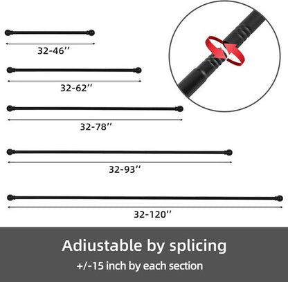 GXOACKJ Curtain Rods - Heavy Duty 5/8 Inch Decorative Matte Black Set for Windows 32-62 Inch