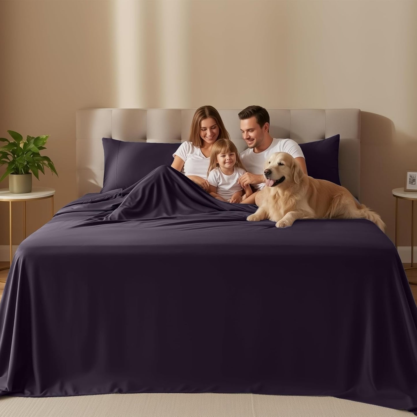 Utopia Bedding King Bed Sheets Set - 4-Piece Brushed Microfiber - Fade & Shrink Resistant | King Size, Purple