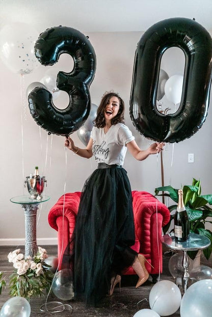 Black Number 6 Balloon - 40 Inch Giant Foil Balloon for 6th Birthday Party Decorations