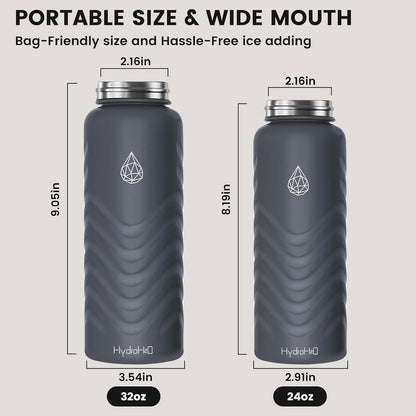 Skiennix 32oz Stainless Steel Insulated Water Bottle - 48H Cold & 24H Hot, Leak-Proof, BPA-Free | Grey