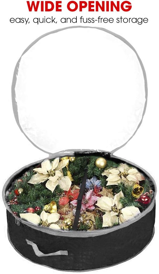 Primode Wreath Storage Bag 24" - Durable 600D Oxford Container with Clear Window for Easy Holiday Storage