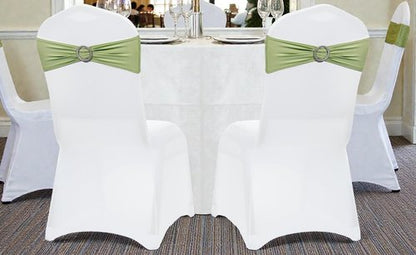 MDS Spandex Chair Sashes - Universal Fit Elastic Stretch Bands with Buckle for Weddings | Sage Green, Pack of 125