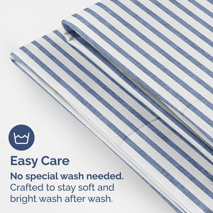 Body Pillowcases Set of 4-20x54 Long Body Pillow Case - Soft Body Pillow Cover for Sleeping & Side Sleepers - Comfy Breathable & Fade Free - Machine Washable w/Envelope Enclosure - (Blue Stripes)