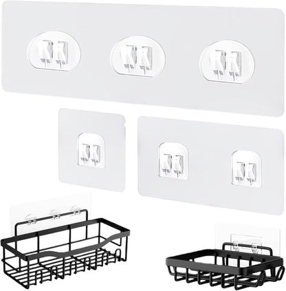 Eudele Adhesive Replacement Hooks - 15 Pack No-Drill Shower Caddy Hooks for Bathroom & Kitchen Organization