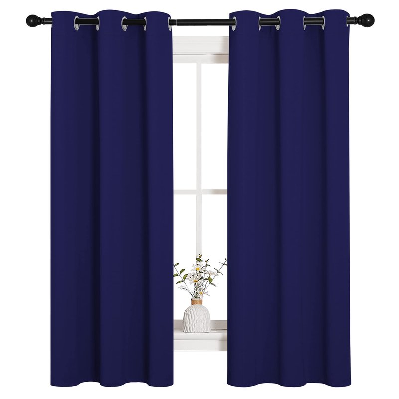NICETOWN Blackout Draperies Curtains, All Season Thermal Insulated Solid Grommet Top Blackout Curtains/Drapes for Kid's Room (Royal Blue, 1 Pair, 34 x 63 inches)