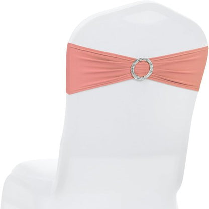 MDS Spandex Chair Sashes - Universal Elastic Stretch Bands with Slider Bow for Wedding Decor | Coral Peach - Pack of 250