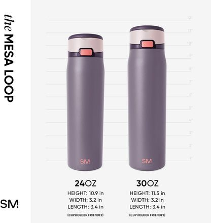 Simple Modern Mesa Loop Water Bottle - Insulated 24oz Stainless Steel with Covered Straw | Iris Sage