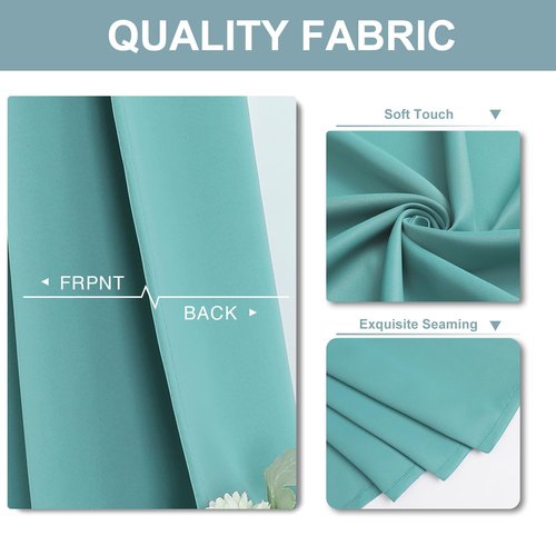 ChrisDowa Small Window Curtains 36 inches Long for Bedroom - Grommet Short Thermal Insulated Room Darkening Curtains for Kitchen (2 Panels, Aqua, 42 x 36 Inch)