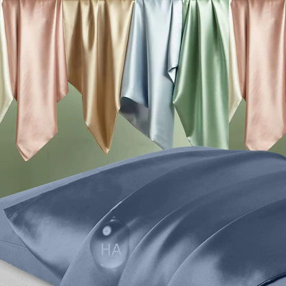 Skiennix Silk Body Pillow Case - Mulberry Silk Cover with Zipper, Cooling & Anti-Acne, 20x54, Ash Blue