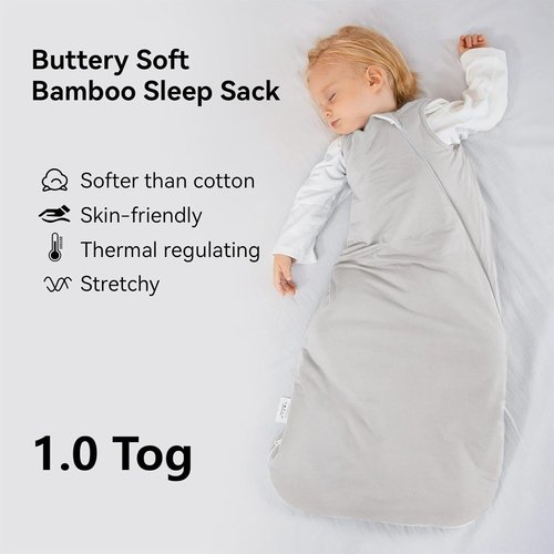 BubblePanda Bamboo Sleep Sack - Soft 2-Way Zipper Toddler Blanket for Babies 6-12 Months 1.0 Tog