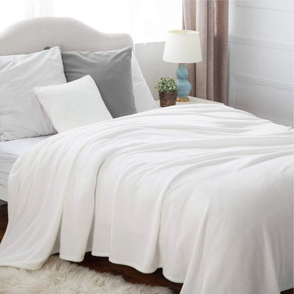 Bedsure GentleSoft Fleece Blanket - Soft, Lightweight Plush Queen Size Blanket in White, 90x90 Inches