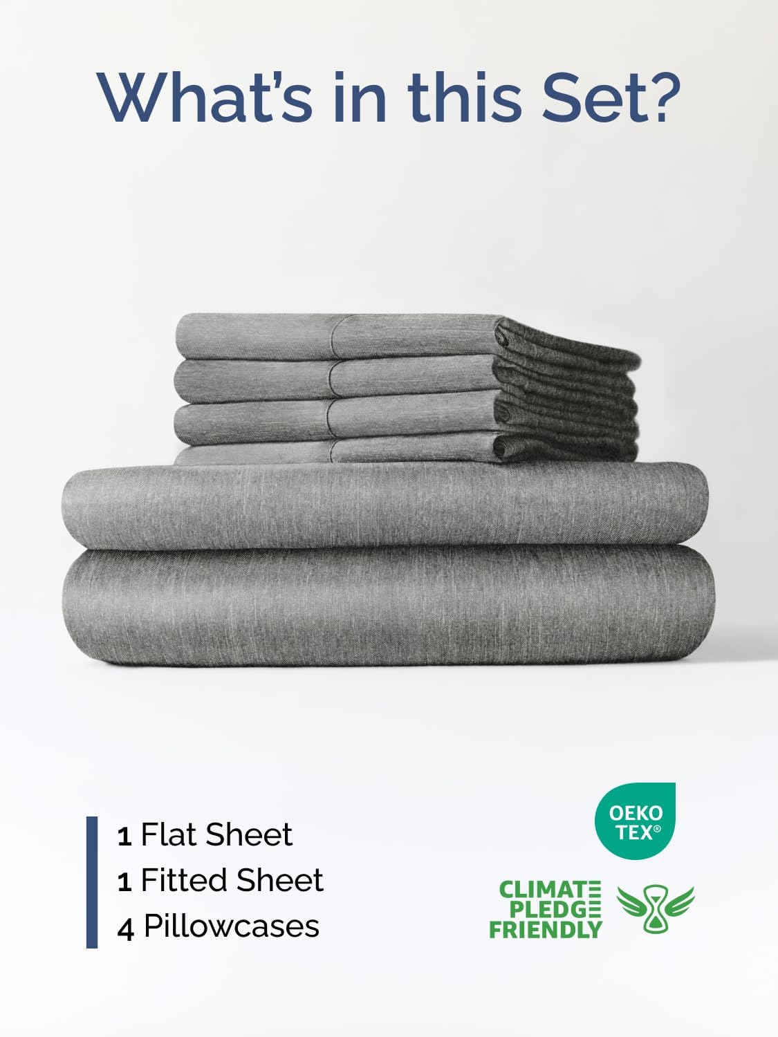Skiennix Extra Deep Full Sheet Set - 6 Piece Breathable Cooling Sheets - Luxury Hotel Bedding in Heathered Grey
