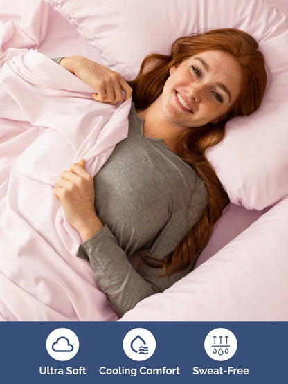 Skiennix Extra Deep Split King Sheet Set - 7 Piece Cooling Bedding - Soft, Wrinkle-Free Lavender Pink