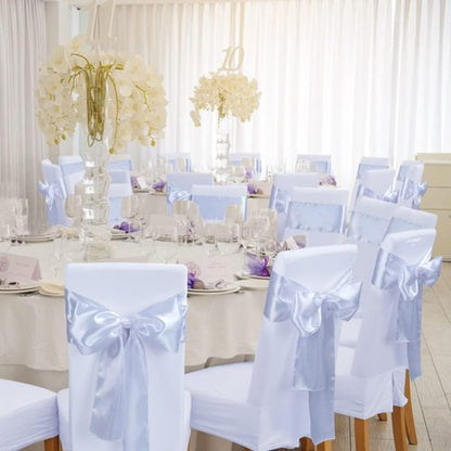Babenest Satin Chair Sashes - Upgraded 30 Pcs Chair Ribbons & Bows for Weddings & Events | White