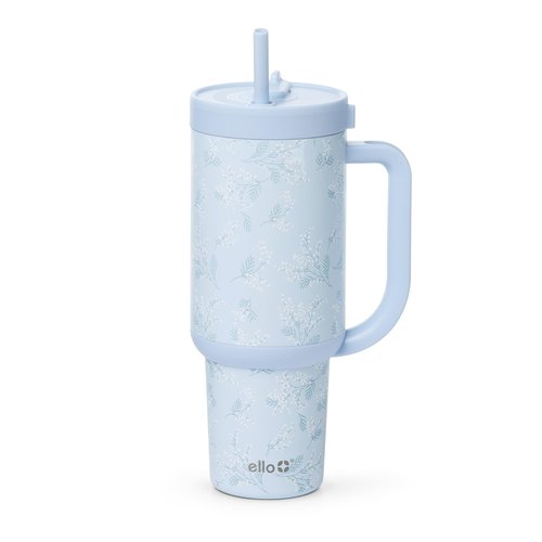 Ello Oasis 40 oz Tumbler with Handle & Retracting Straw | Reusable Insulated Stainless Steel Cup 100% Leakproof, Gifts for Teens Women Men | Keeps cold for 24 Hours, Cup Holder Friendly, Sweet Alyssum