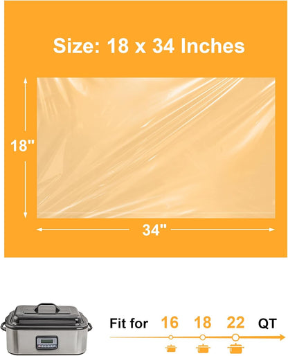 SMARTAKE Disposable Roaster Liners - 2 Count Plastic Cooking Bags for Easy Cleanup | Fits 16-22 Quart Roasters, 18 x 34 Inch