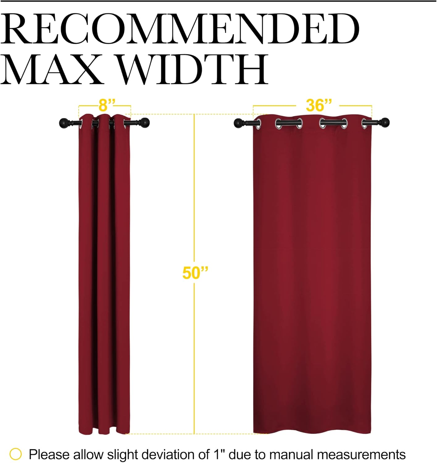NICETOWN Blackout Curtains - Thermal Insulated Grommet Drapes for Small Kitchen Window | 42x50 Inches, Burgundy Red