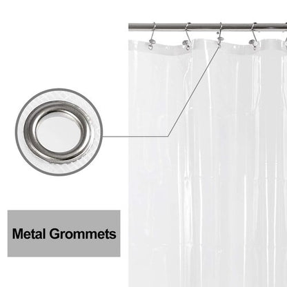 Barossa Design Plastic Shower Curtain Liner 69" x 70" with 6 Magnets - Waterproof PEVA Shower Liner for Standard Size Bathroom, PVC Free, Metal Grommets - Clear, 69X70