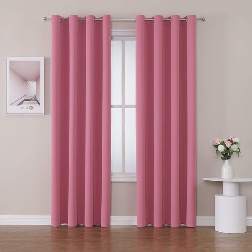 ChrisDowa Room Darkening Curtains 108 Inches Long 2 Panels Set for Living Room, Grommet Thermal Insulated Blackout Curtains for Bedroom (Pink, 52 x 108 Inch)