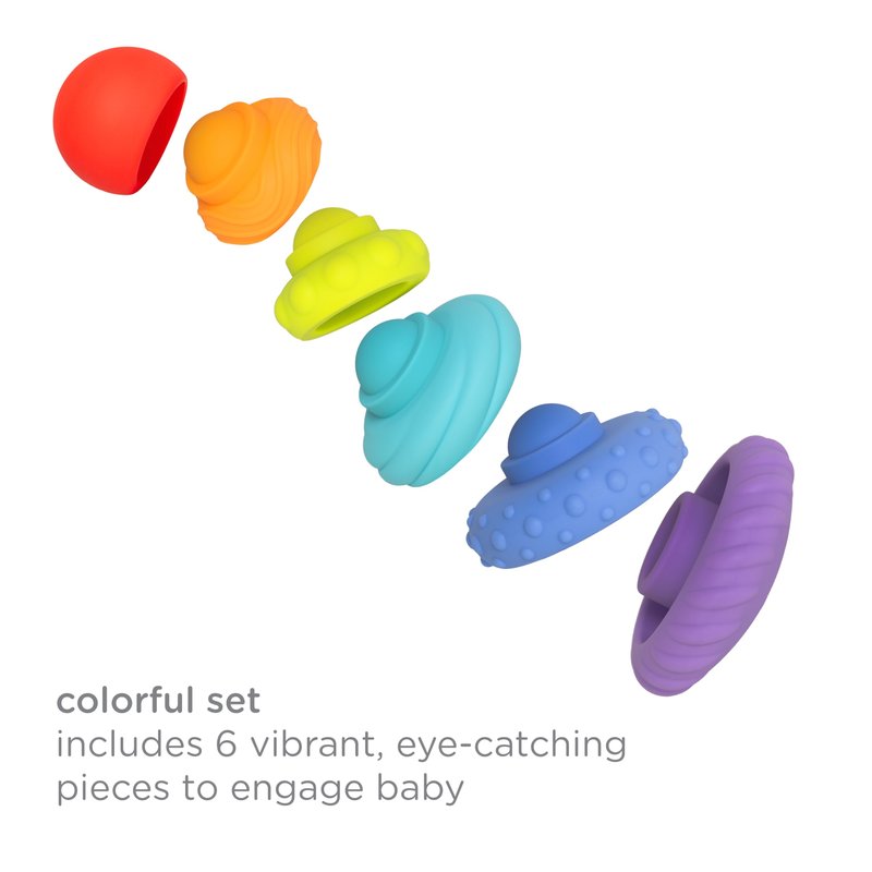 Ubbi Baby Teether Totter, Multi-Textured Food-Grade Silicone Teething Toy, 6 Piece Set, Early Development Toy