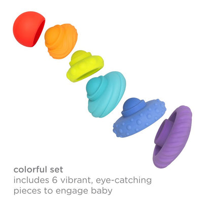 Ubbi Baby Teether Totter, Multi-Textured Food-Grade Silicone Teething Toy, 6 Piece Set, Early Development Toy