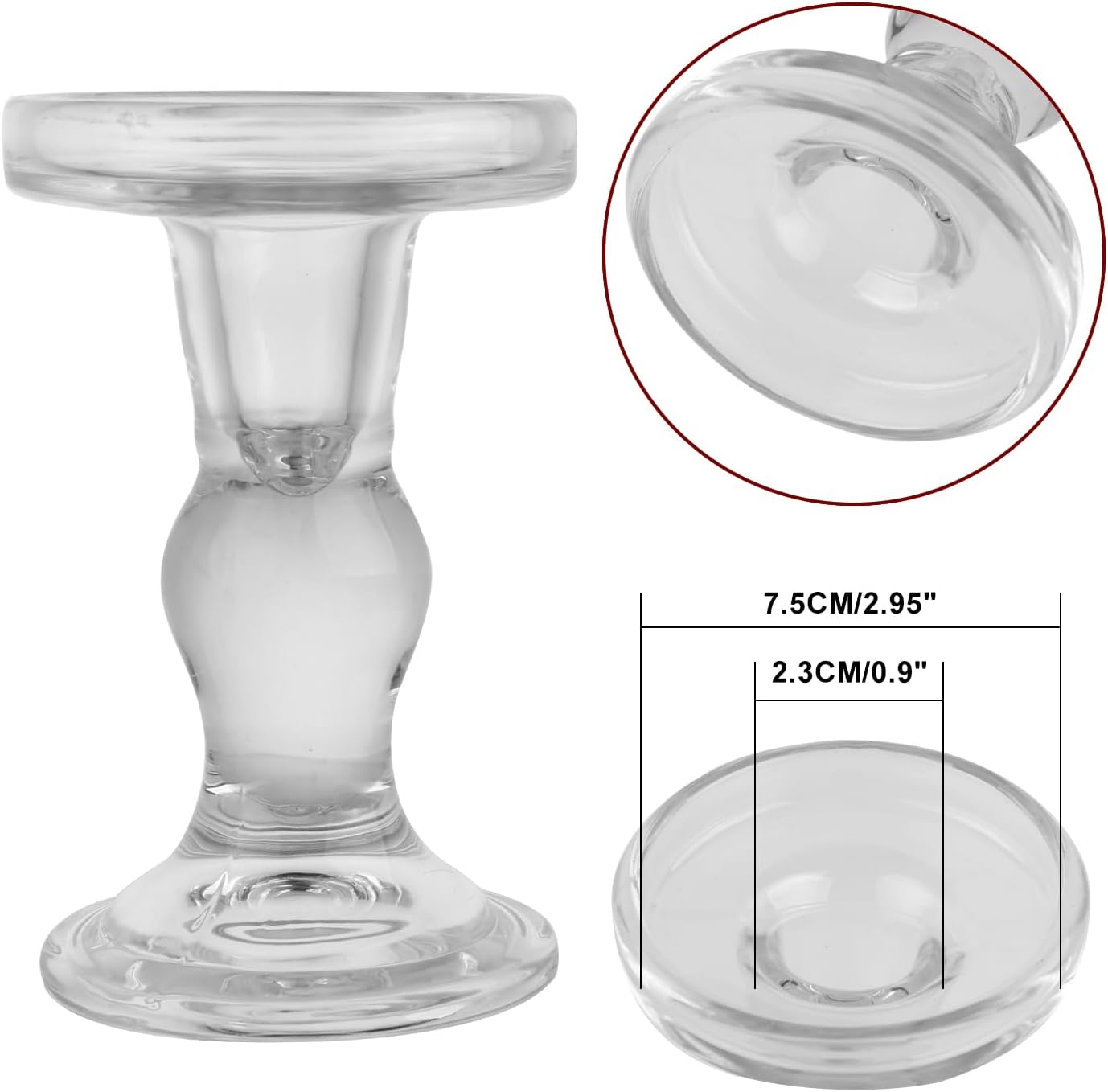Skiennix 6-Piece Glass Candlestick Set - Elegant Crystal Candle Holders for Weddings & Decor | Clear
