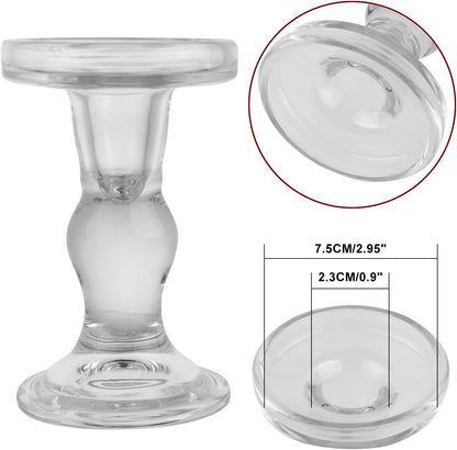 Skiennix 3-Piece Glass Candlestick Set - Elegant Crystal Holders for Christmas & Weddings | Clear