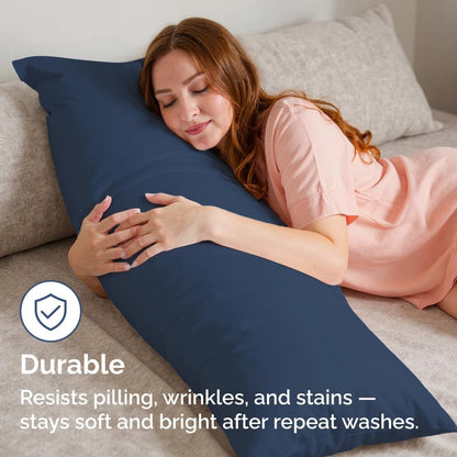 Skiennix Body Pillowcases Set of 2 | 20x54 Long Pillow Covers - Soft, Breathable & Wrinkle-Free - Navy Blue