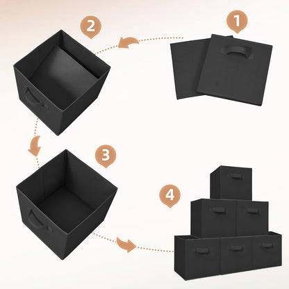 Storage Maniac Storage Cubes - 11-Inch Durable Fabric Bins | 6-Pack Foldable Organizers in Black