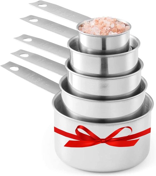 Laxinis World Stainless Steel Measuring Cups - 5 Piece Stackable Set for Precise Cooking