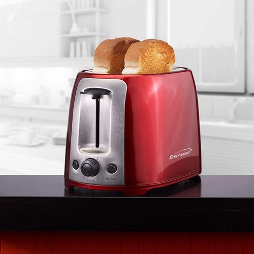 Brentwood TS-292R Red Cool Touch 2-Slice Extra Wide Slot Toaster - Perfect for Bagels & Toast