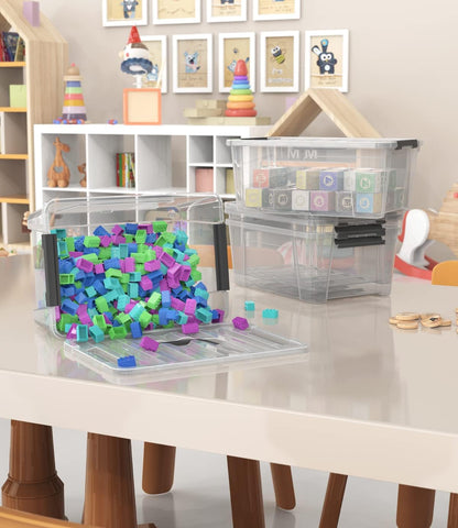 WYT Clear Storage Latch Bins - 6-Pack Organizer Box with Handles and Lids | 5-Litre Capacity