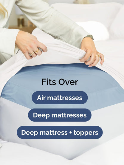 Skiennix Extra Deep Full Sheet Set - 6-Piece Breathable Cooling Bedding - Soft, Wrinkle-Free White