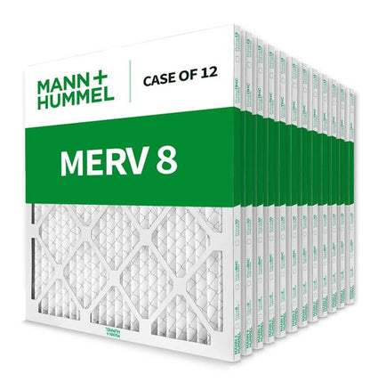 Mann+Hummel 16x20x1 MERV 8 Pleated HVAC AC Furnace Air Filters. Case of 12. (Exact Size: 15.5 x 19.5 x 0.75 Inches)