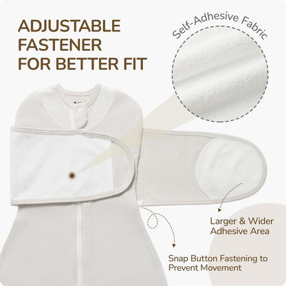 usbettas Swaddles for Newborns, Safe Sleep Swaddle Sack with Mesh Design, Breathable 100% Cotton Sleepsack New-Parent-Friendly 0-3 Month, 3-Way Adjustable Transitional Swaddle, Grey