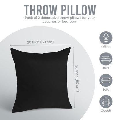Utopia Bedding 20x20 Pillow Inserts, Set of 2, Black – Indoor Decorative Throw Pillows for Bed, Sofa & Couch – Soft, Supportive & Fluffy Cushion Inserts