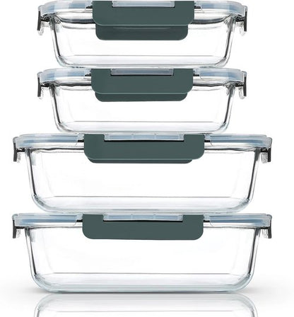 M MCIRCO Glass Food Storage Containers Set - Extra Large 80 oz & 36 oz, Airtight & Versatile for Microwave, Oven, Freezer