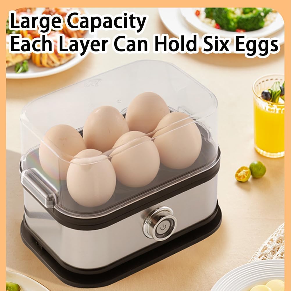 Smart Egg Cooker - Electric Rapid Egg Poacher with Auto Shut-Off | Cooks 6 Eggs Perfectly (Hard, Medium, Soft)