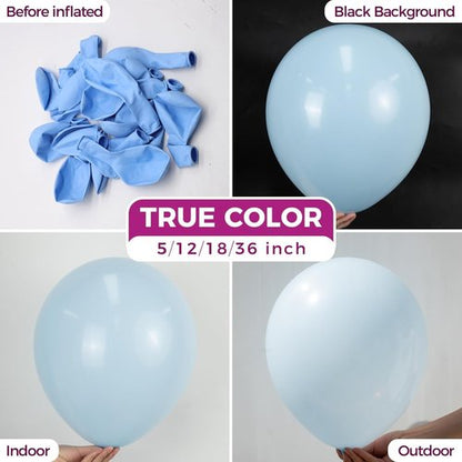 Bezente Pastel Blue Latex Balloons - 100 Pack 12-Inch Round Helium Balloons for Weddings & Parties