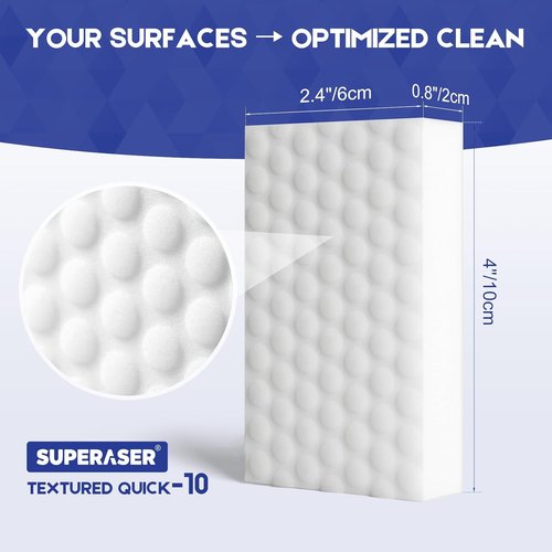Magic Sponge 10 Pack - Textured Cleaning Pads to Effortlessly Erase Scuff Marks & Stains