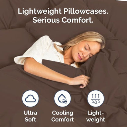 King Standard Pillow Cases - Ultra-Soft Hotel Quality Covers | Fade-Free & Wrinkle Resistant - 2 Piece Set in Brown