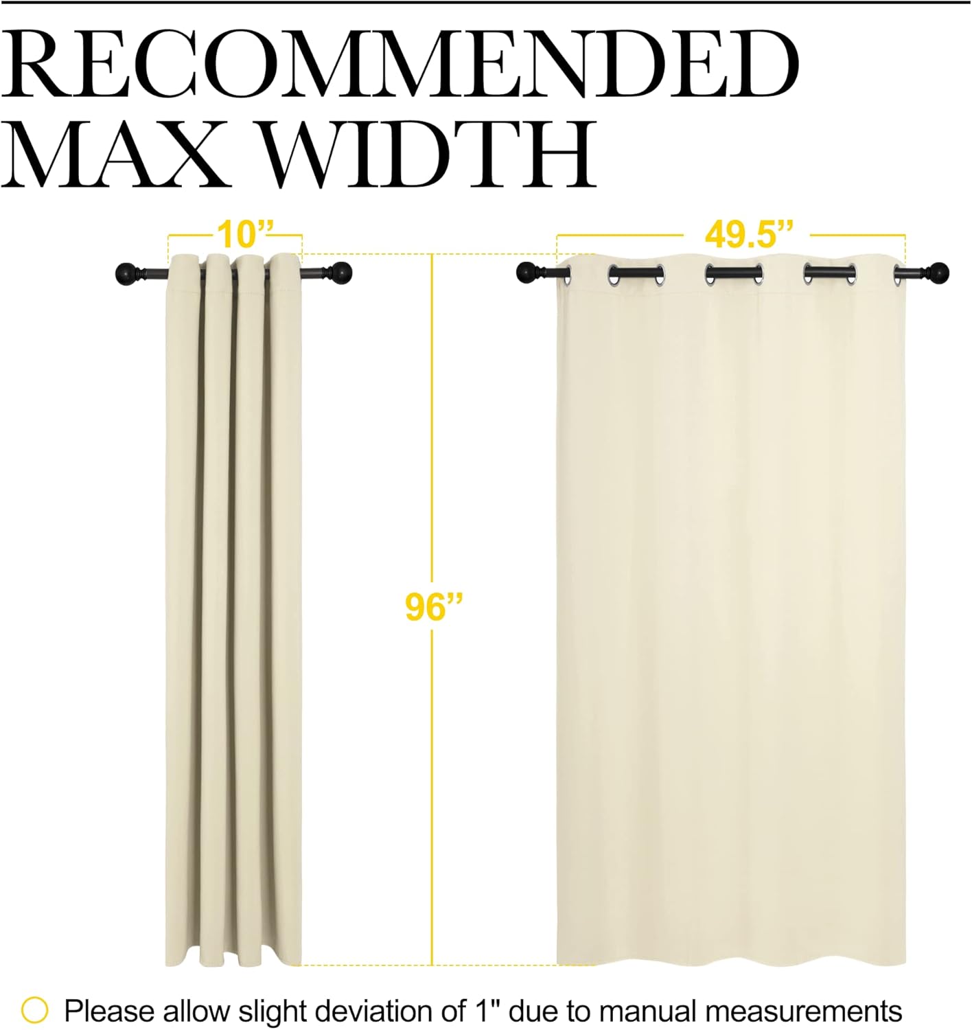 NICETOWN Room Darkening Curtains - Beige 96" Long Drape Panels for Total Privacy | Set of 2 (55" Wide)