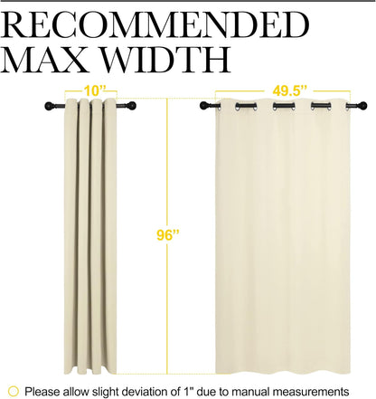 NICETOWN Room Darkening Curtains - Beige 96" Long Drape Panels for Total Privacy | Set of 2 (55" Wide)