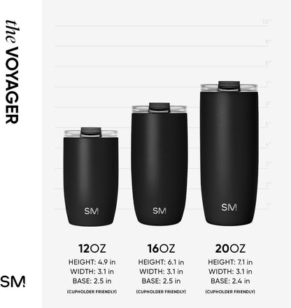 Simple Modern Voyager Tumbler - Insulated Stainless Steel Travel Mug with Flip Lid | 16oz Almond Birch
