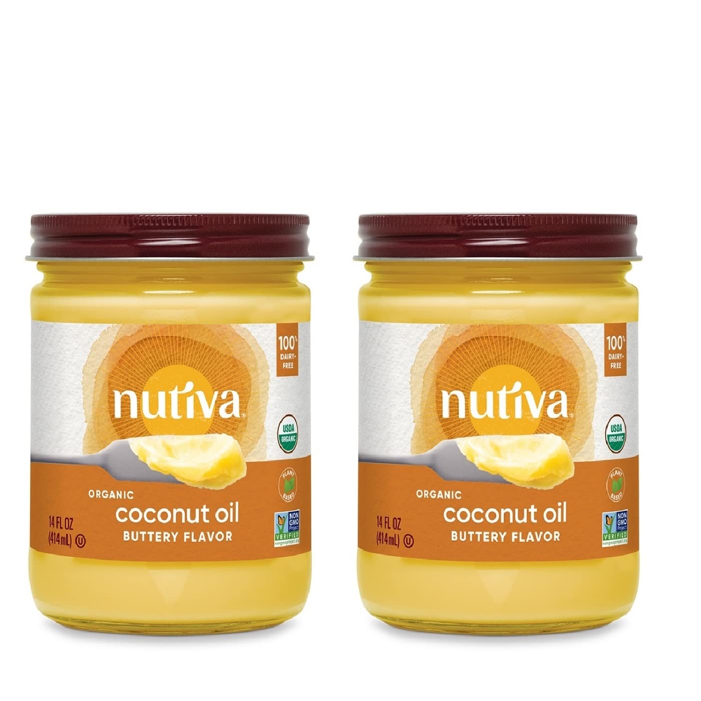 Nutiva Organic Coconut Oil - Non-Dairy Butter Flavor, 14 Ounce | USDA Organic, Vegan & Gluten-Free