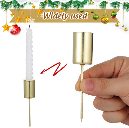 Angoily Candle Holder Stakes - 5 Pcs Golden Taper Candlestick Holders for Christmas Tree Decor